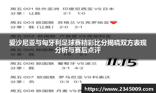 爱沙尼亚与匈牙利足球赛精彩比分揭晓双方表现分析与赛后点评